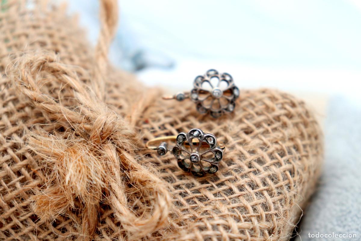 Joyeria: Pendientes en oro de 19,2K y plata con diamantes. - Foto 3