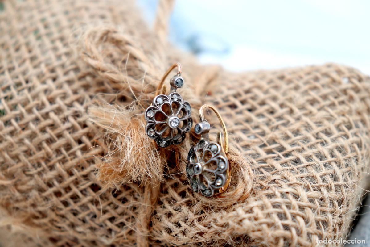 Joyeria: Pendientes en oro de 19,2K y plata con diamantes. - Foto 4