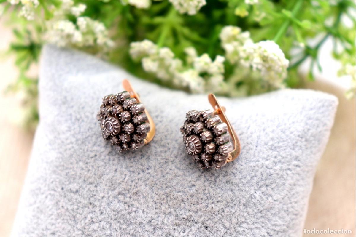 Joyeria: Pendientes en oro de 19,2K y plata con diamantes. - Foto 5