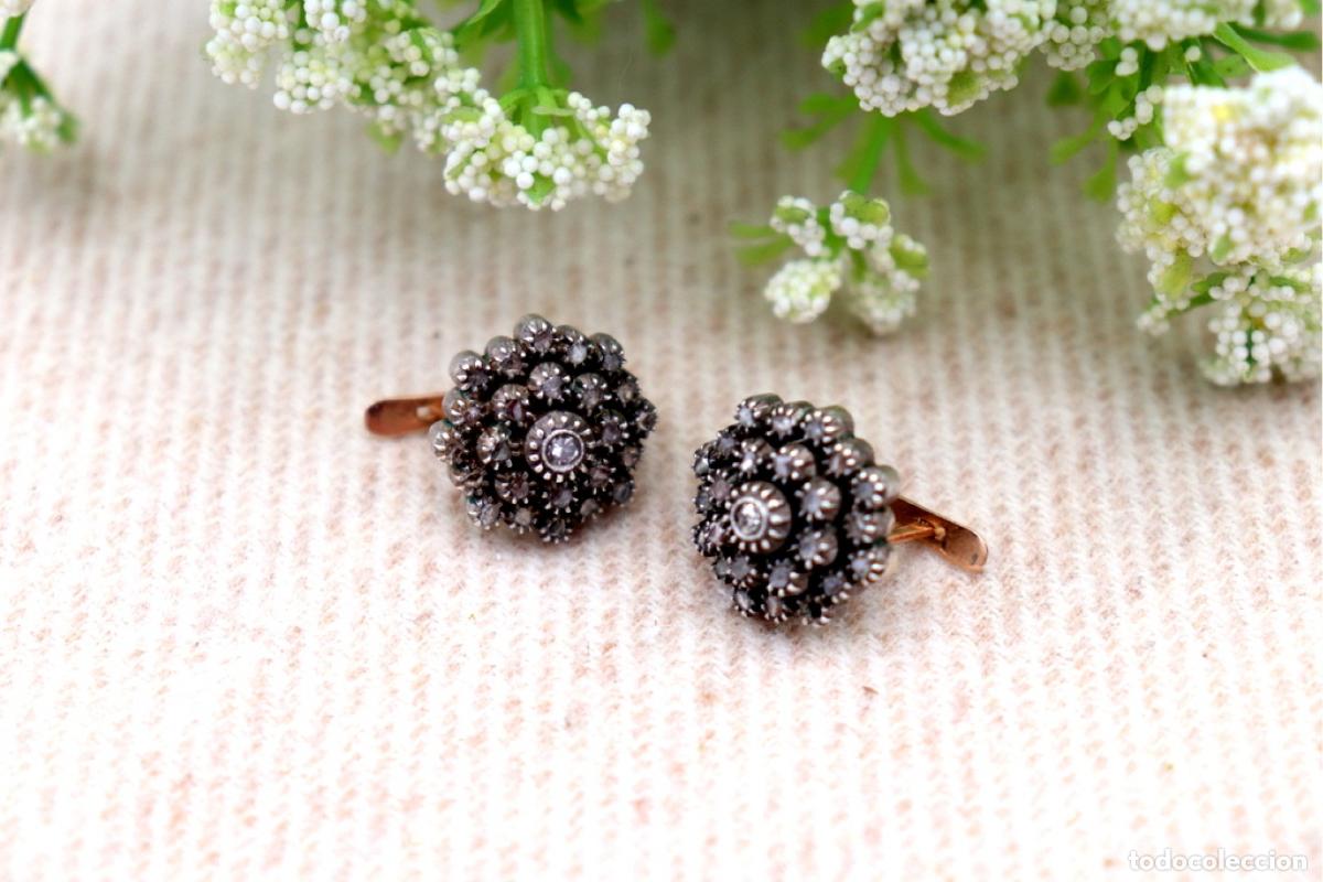 Joyeria: Pendientes en oro de 19,2K y plata con diamantes. - Foto 6
