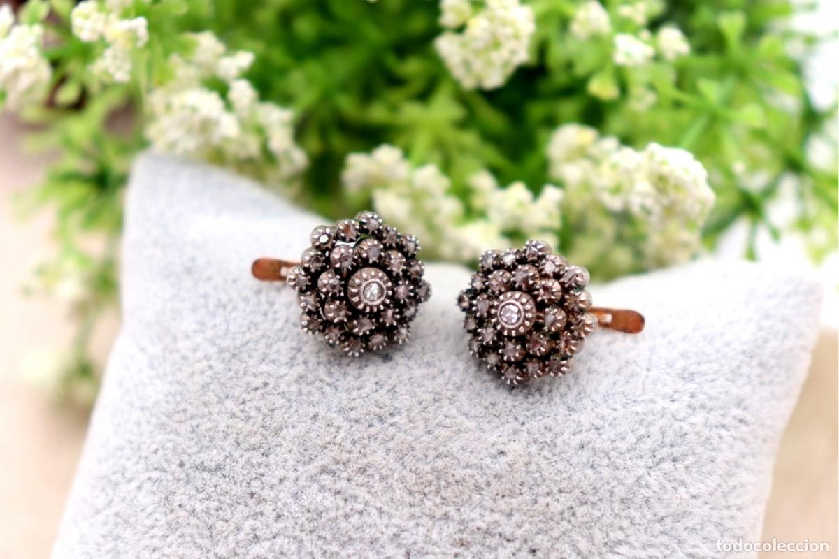 Joyeria: Pendientes en oro de 19,2K y plata con diamantes. - Foto 1
