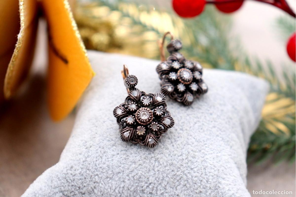 Joyeria: Pendientes en oro de 19,2K y plata con diamantes. - Foto 3