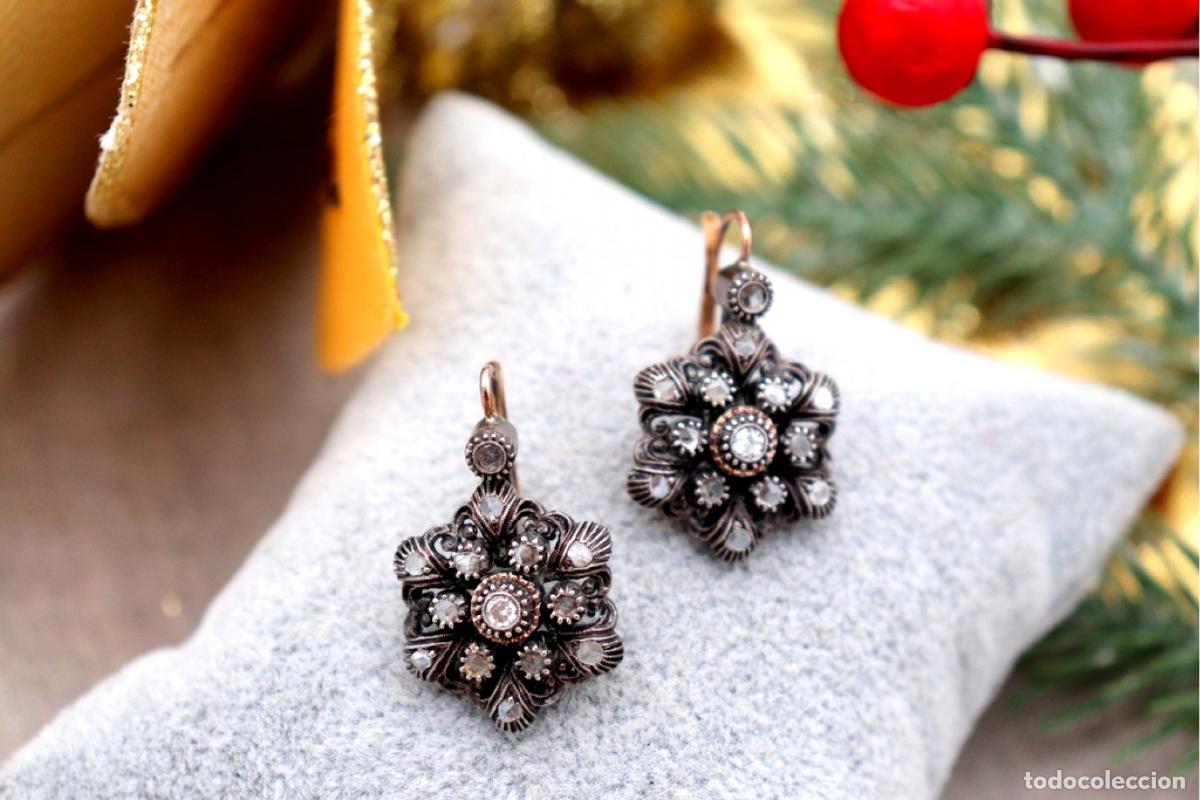 Joyeria: Pendientes en oro de 19,2K y plata con diamantes. - Foto 5