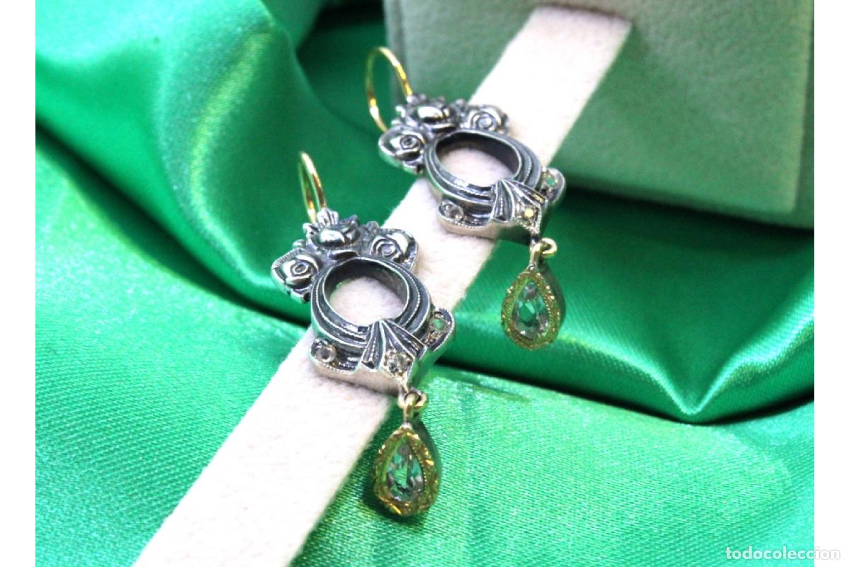 Joyeria: Pendientes en oro de 19,2K y plata con diamantes. - Foto 4