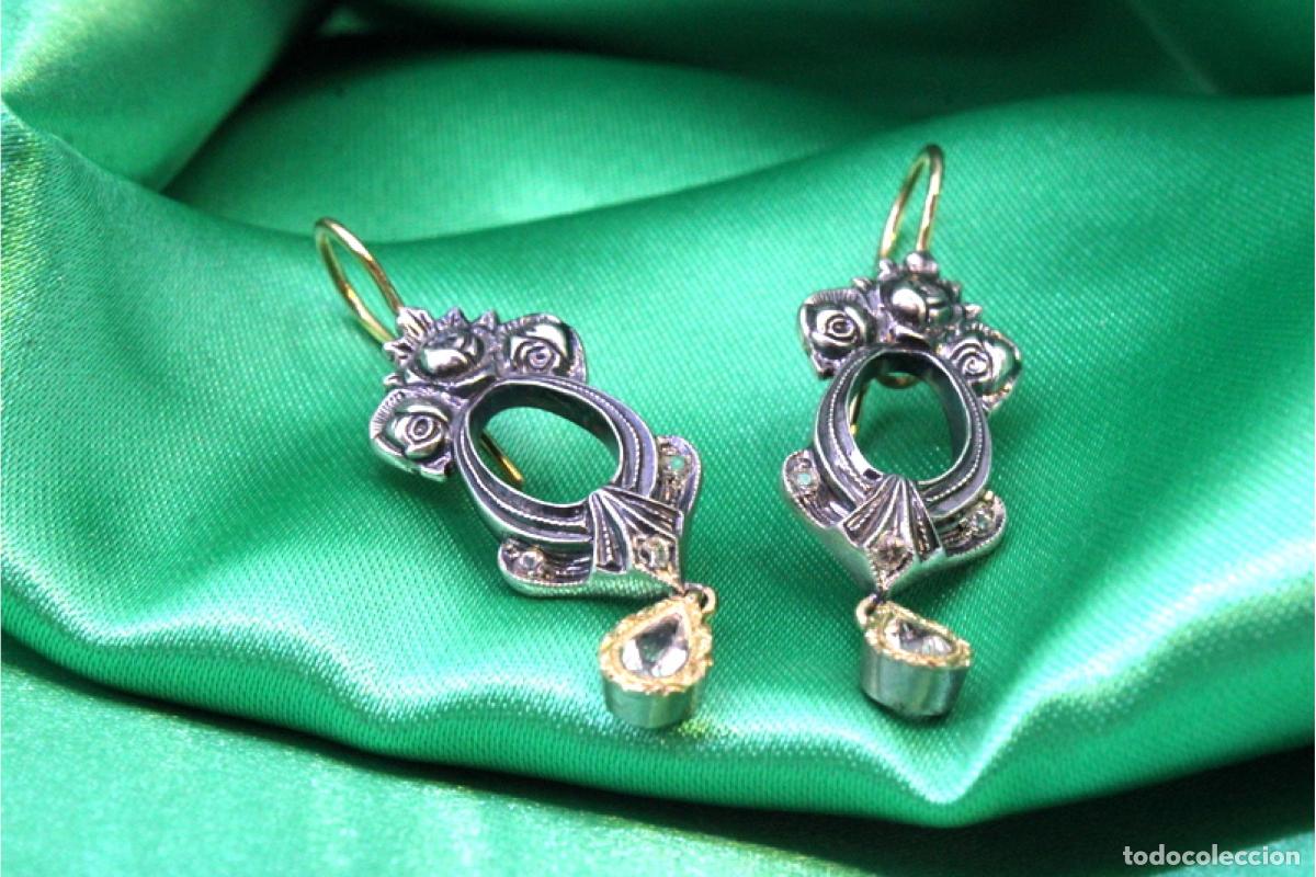 Joyeria: Pendientes en oro de 19,2K y plata con diamantes. - Foto 7