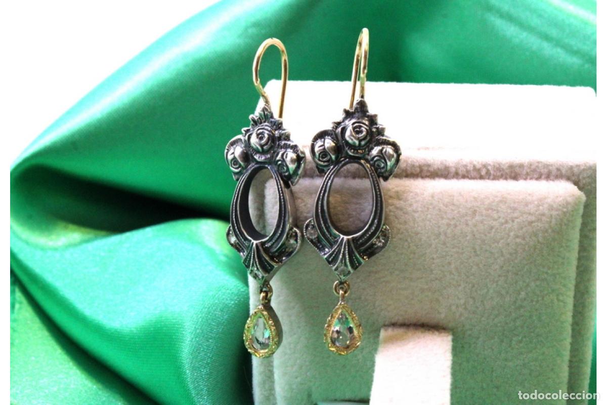 Joyeria: Pendientes en oro de 19,2K y plata con diamantes. - Foto 8