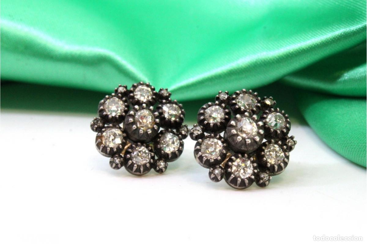 Joyeria: Pendientes en oro de 19,2K y plata con diamantes. - Foto 3