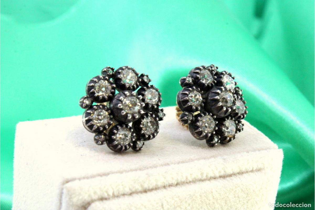 Joyeria: Pendientes en oro de 19,2K y plata con diamantes. - Foto 5