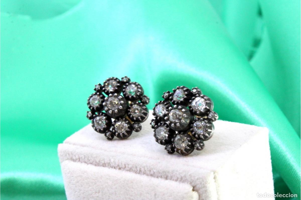 Joyeria: Pendientes en oro de 19,2K y plata con diamantes. - Foto 6
