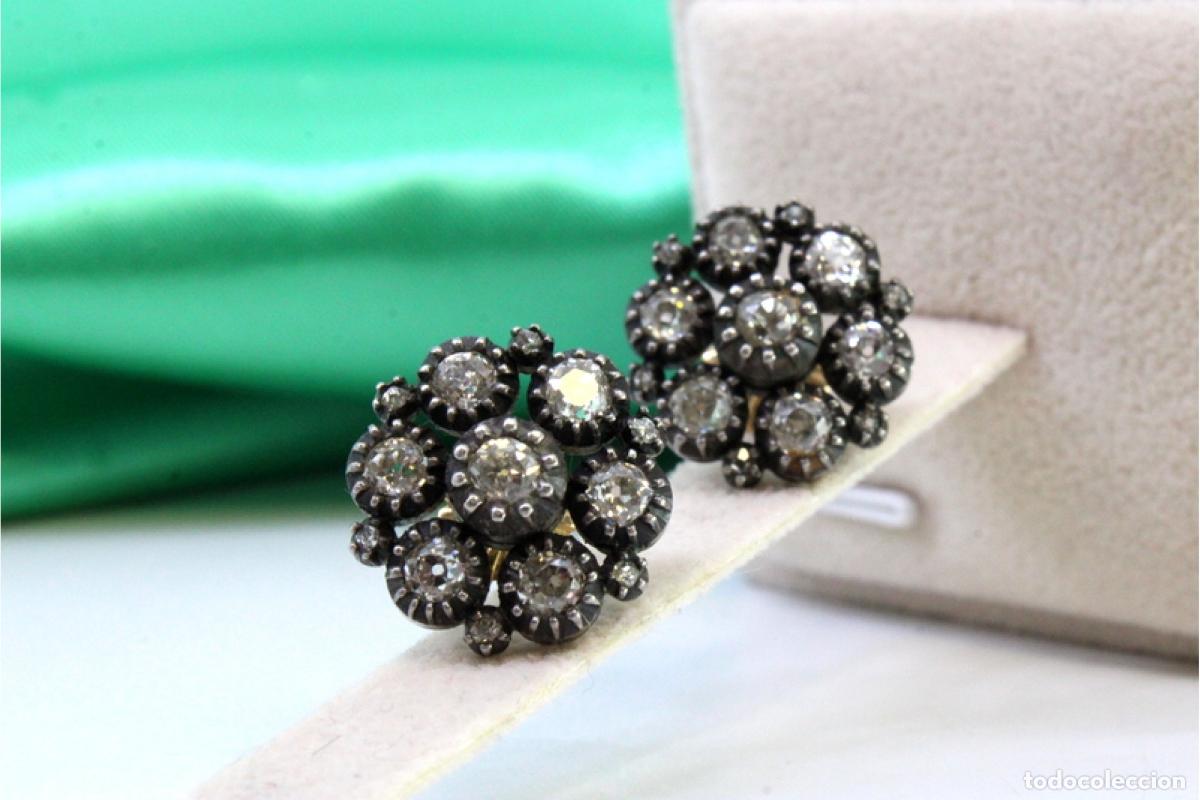 Joyeria: Pendientes en oro de 19,2K y plata con diamantes. - Foto 7