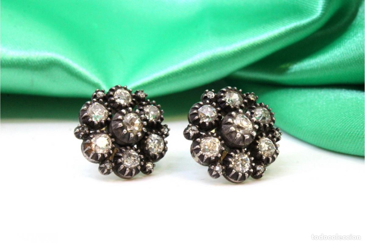 Joyeria: Pendientes en oro de 19,2K y plata con diamantes. - Foto 1