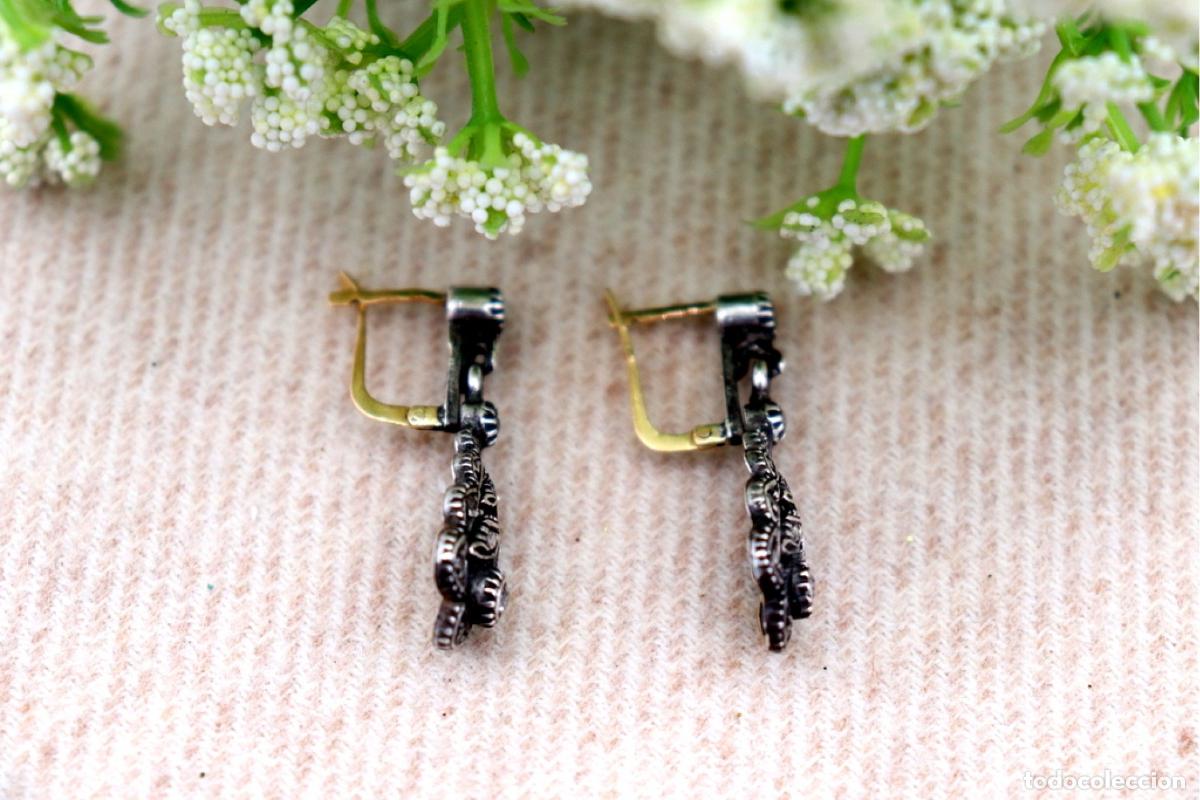 Joyeria: Pendientes en oro de 19,2K y plata con diamantes. - Foto 2