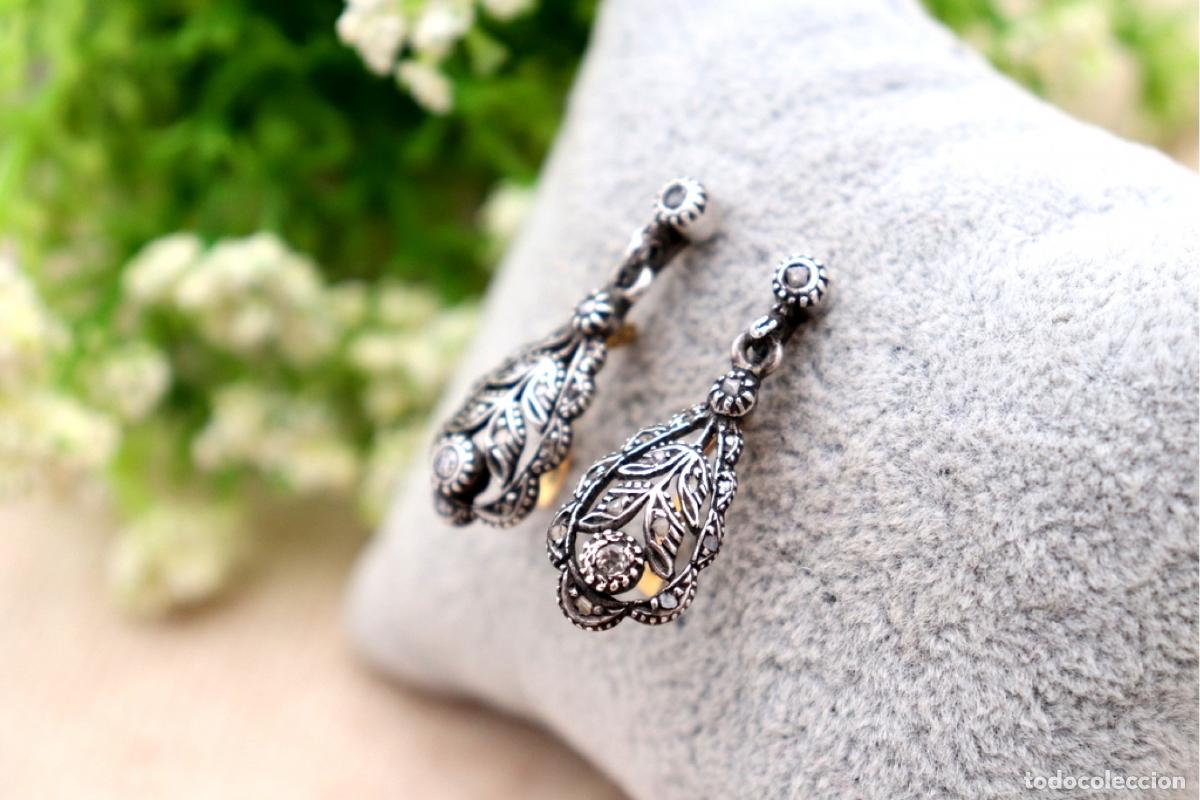 Joyeria: Pendientes en oro de 19,2K y plata con diamantes. - Foto 4