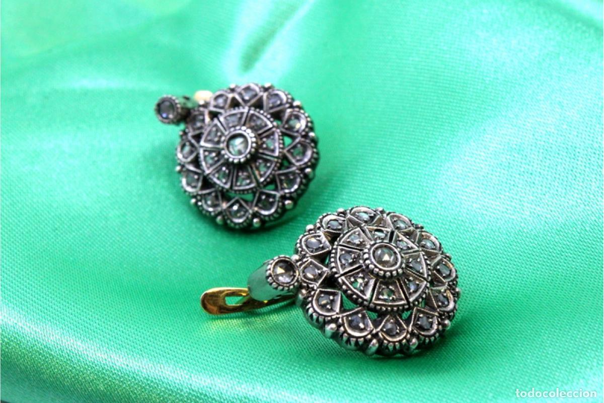 Joyeria: Pendientes en oro de 19,2K y plata con diamantes. - Foto 7