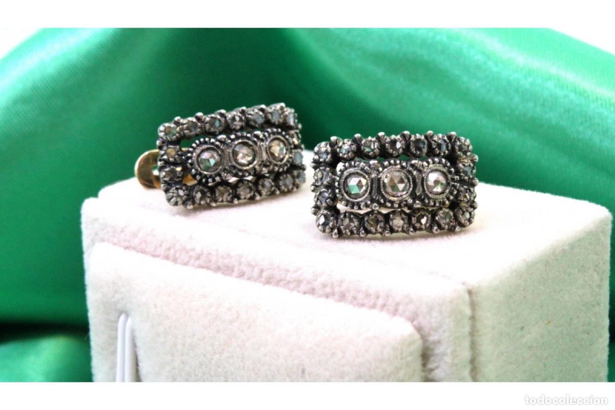 Joyeria: Pendientes en oro de 19,2K y plata con diamantes. - Foto 3
