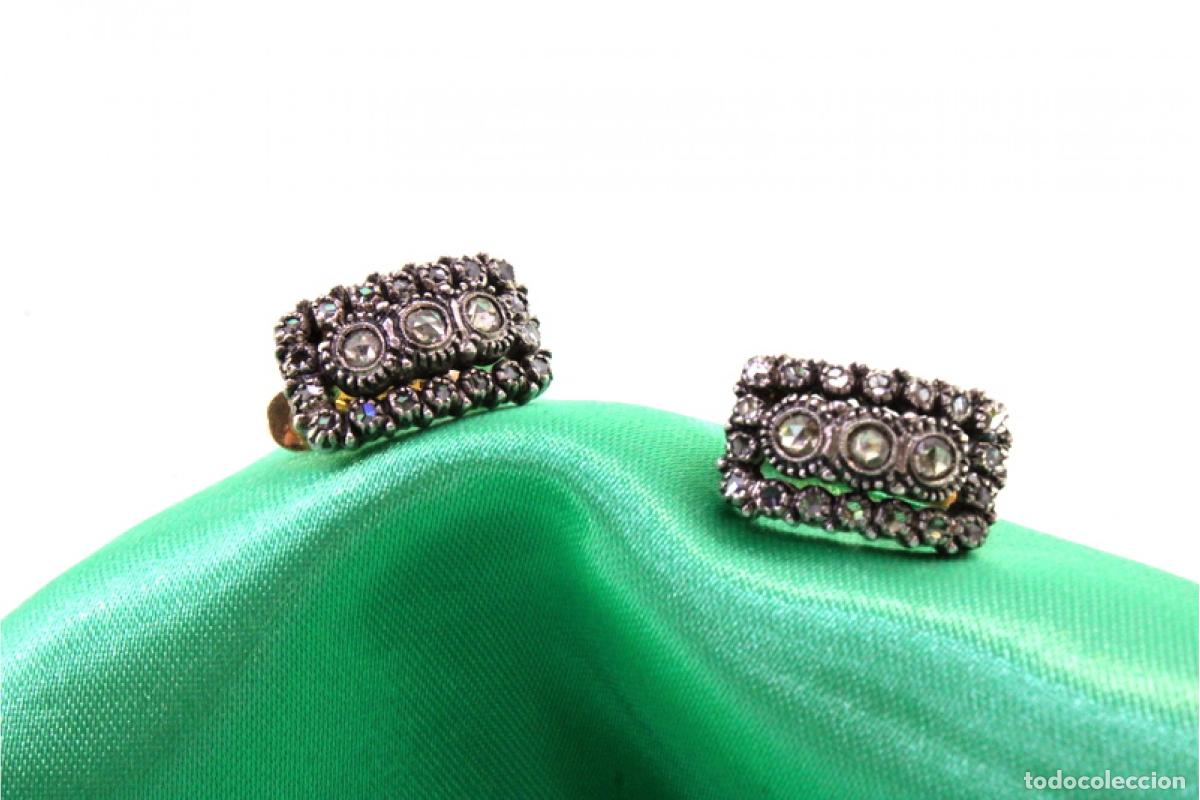 Joyeria: Pendientes en oro de 19,2K y plata con diamantes. - Foto 4