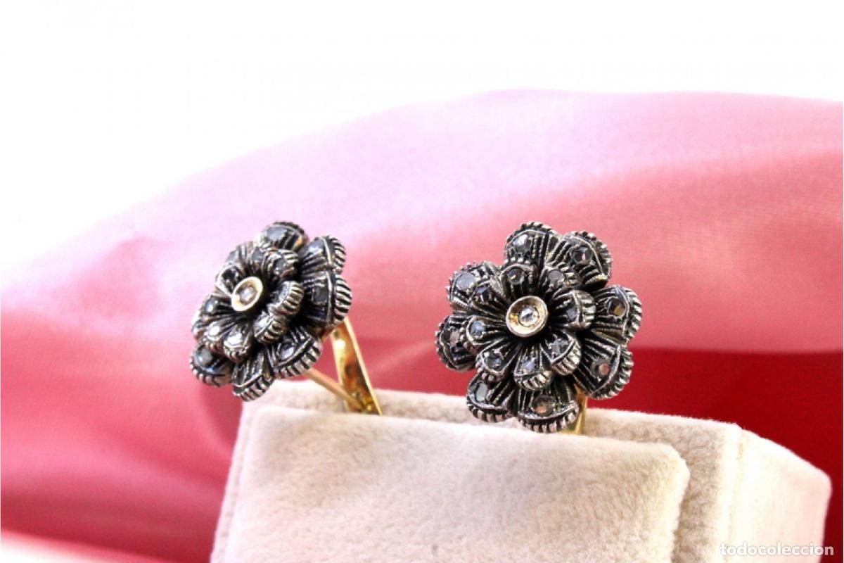 Joyeria: Pendientes en oro de 19,2K y plata con diamantes. - Foto 5