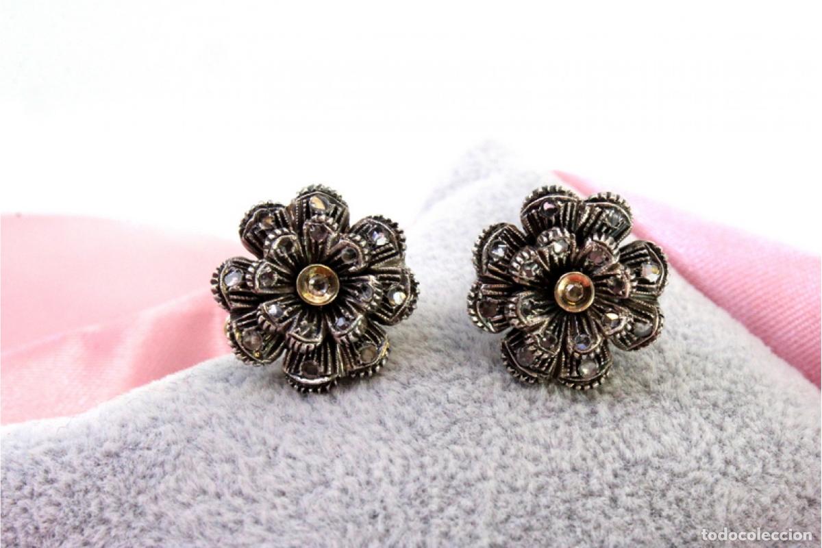 Joyeria: Pendientes en oro de 19,2K y plata con diamantes. - Foto 6