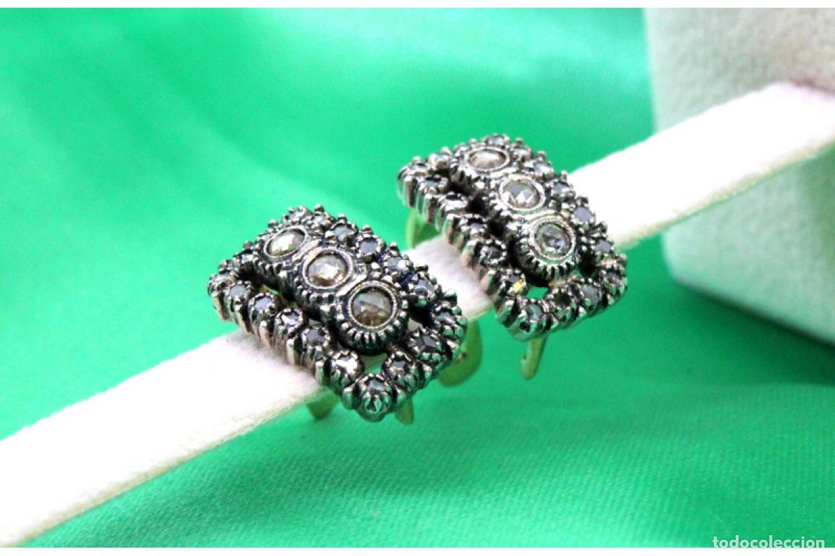 Joyeria: Pendientes en oro de 19,2K y plata con diamantes. - Foto 4