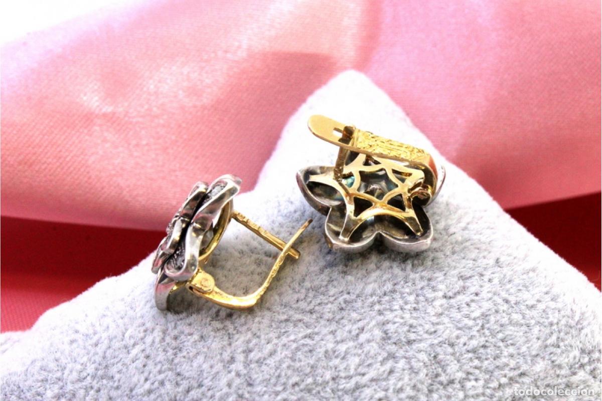Joyeria: Pendientes en oro de 19,2K y plata con diamantes. - Foto 5