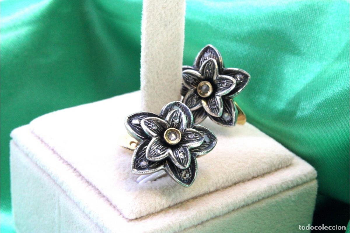 Joyeria: Pendientes en oro de 19,2K y plata con diamantes. - Foto 7