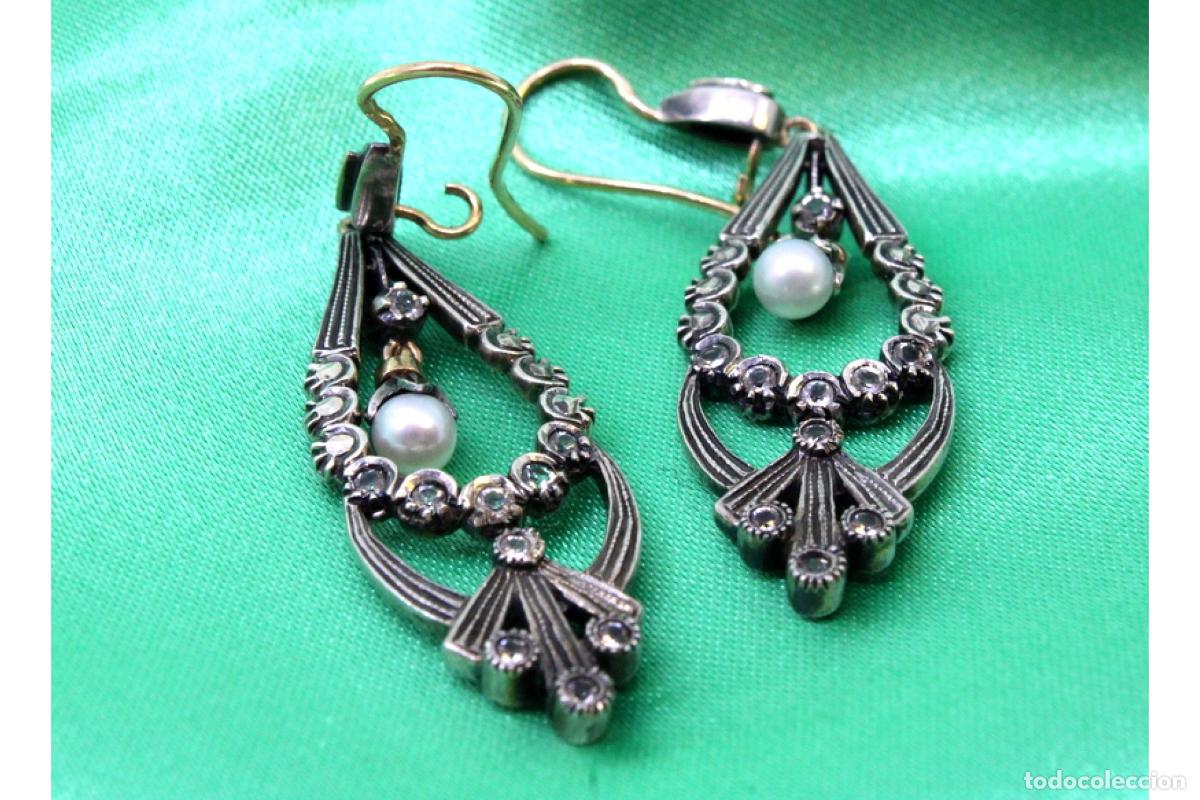 Joyeria: Pendientes en oro de 19,2K y plata con perlas. - Foto 2