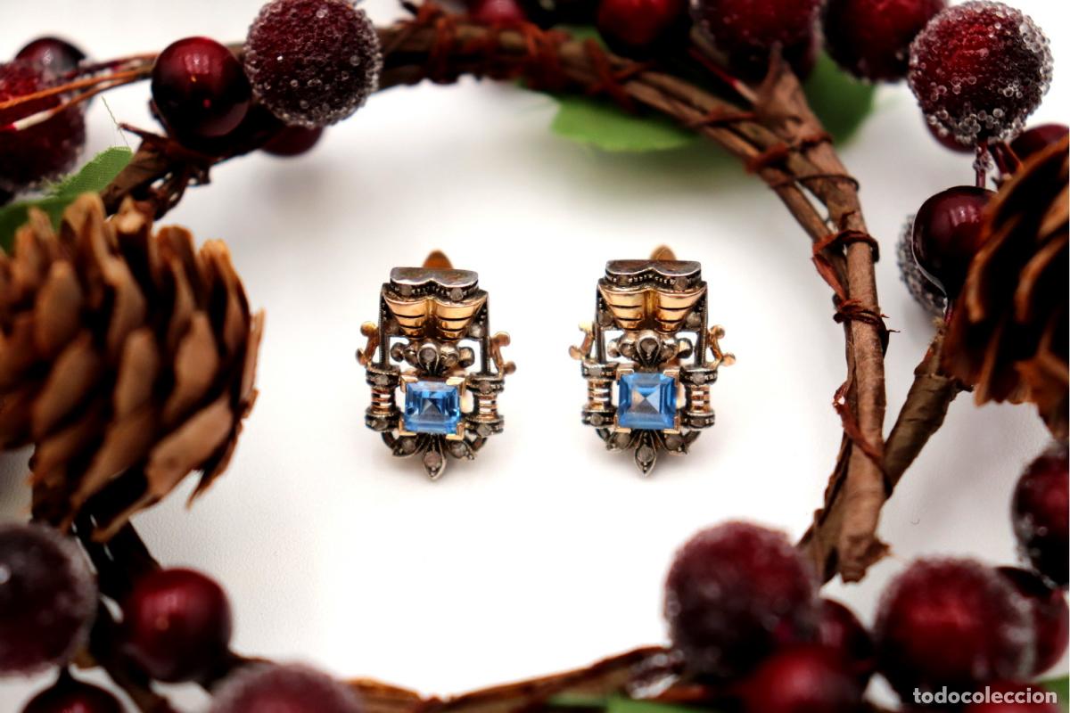 Joyeria: Pendientes en oro de 19,2 quilates y plata con diamantes - Art D&eacute;co