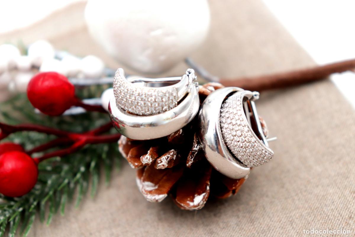 Joyeria: Pendientes de oro blanco de 18 quilates con diamantes. - Foto 2