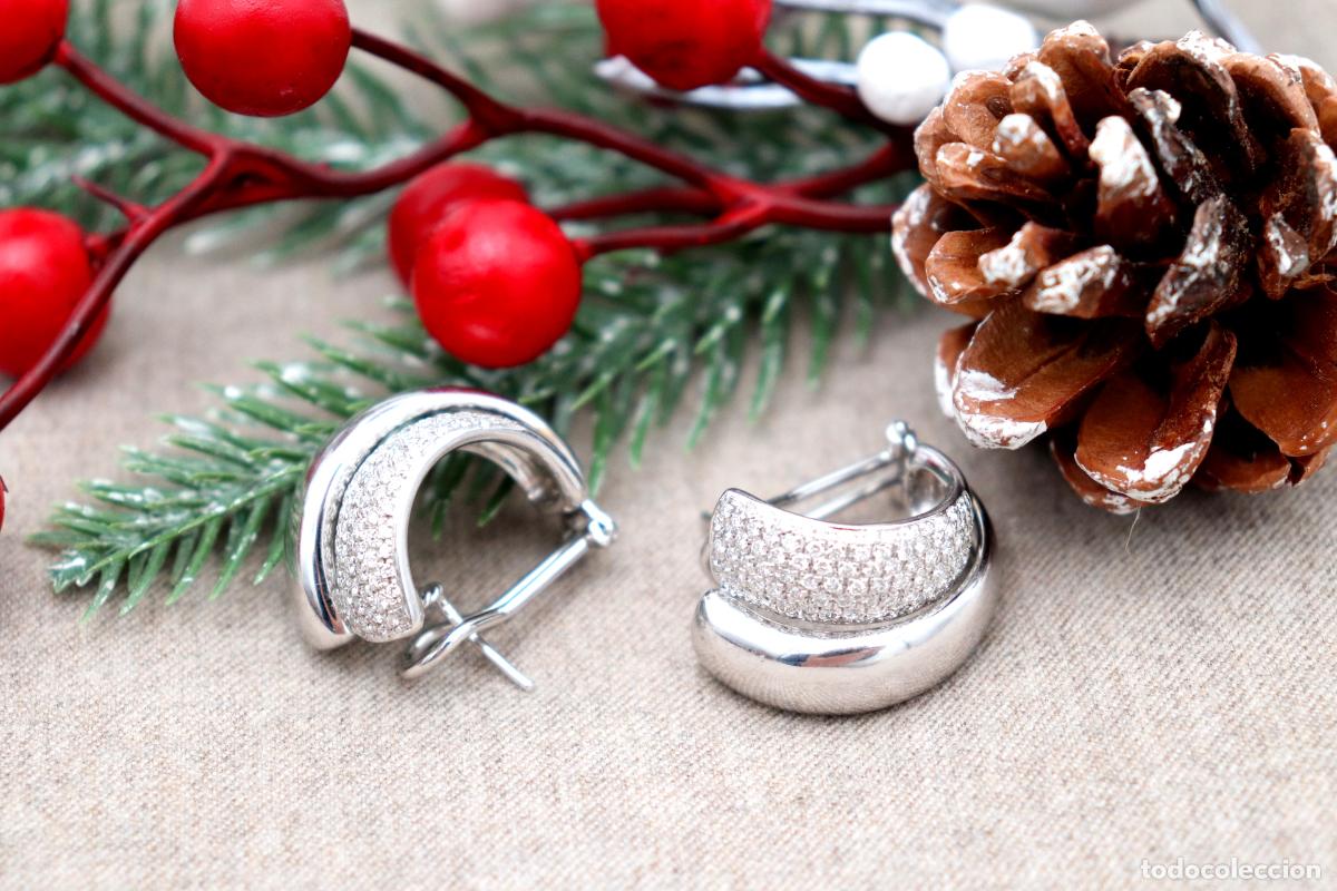 Joyeria: Pendientes de oro blanco de 18 quilates con diamantes. - Foto 4