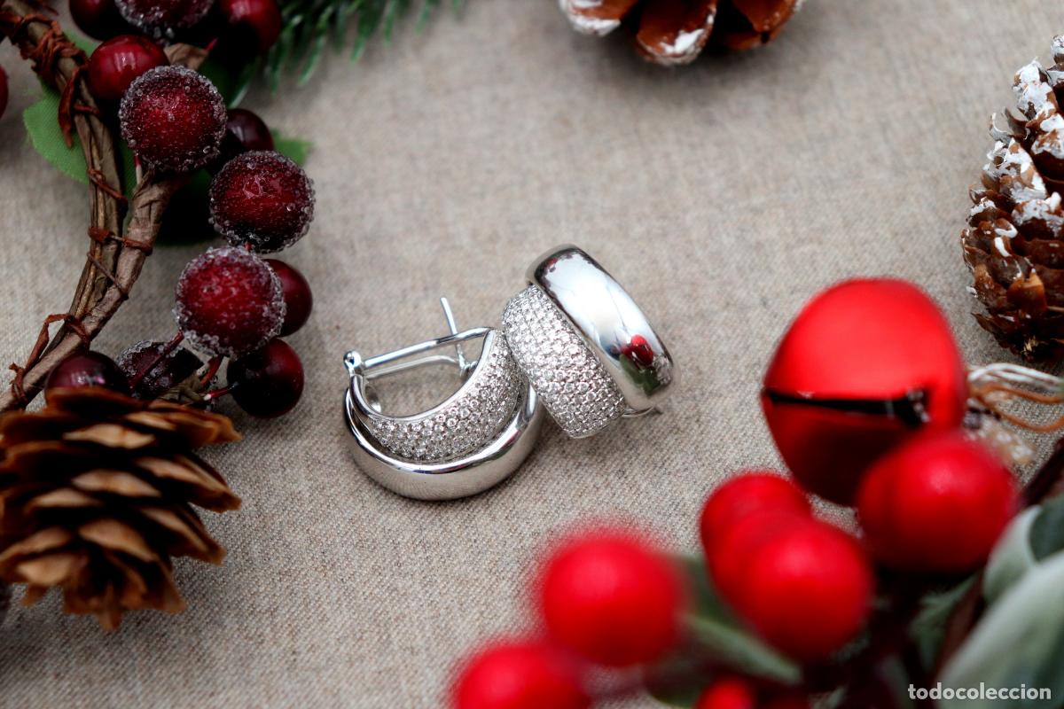 Joyeria: Pendientes de oro blanco de 18 quilates con diamantes. - Foto 5