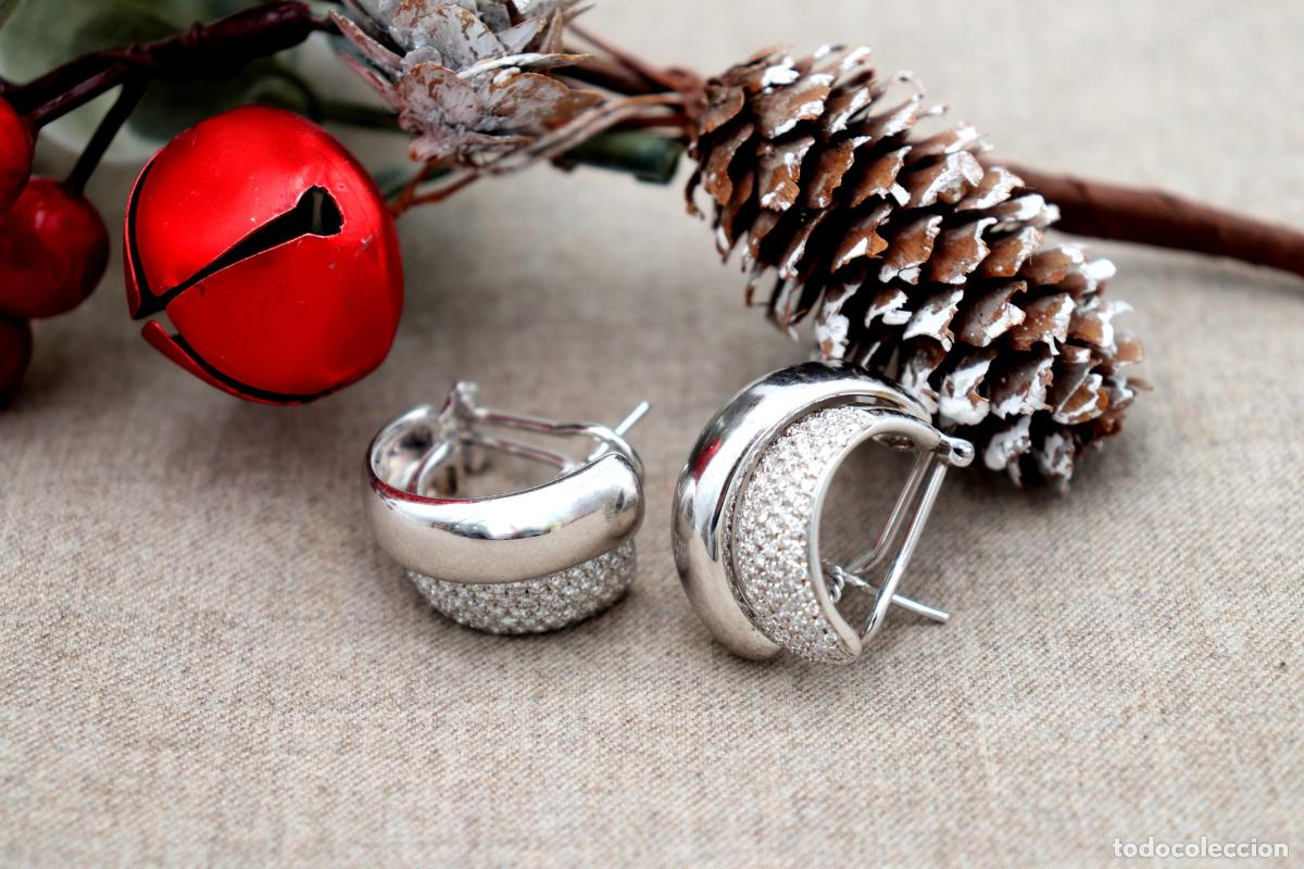 Joyeria: Pendientes de oro blanco de 18 quilates con diamantes. - Foto 6