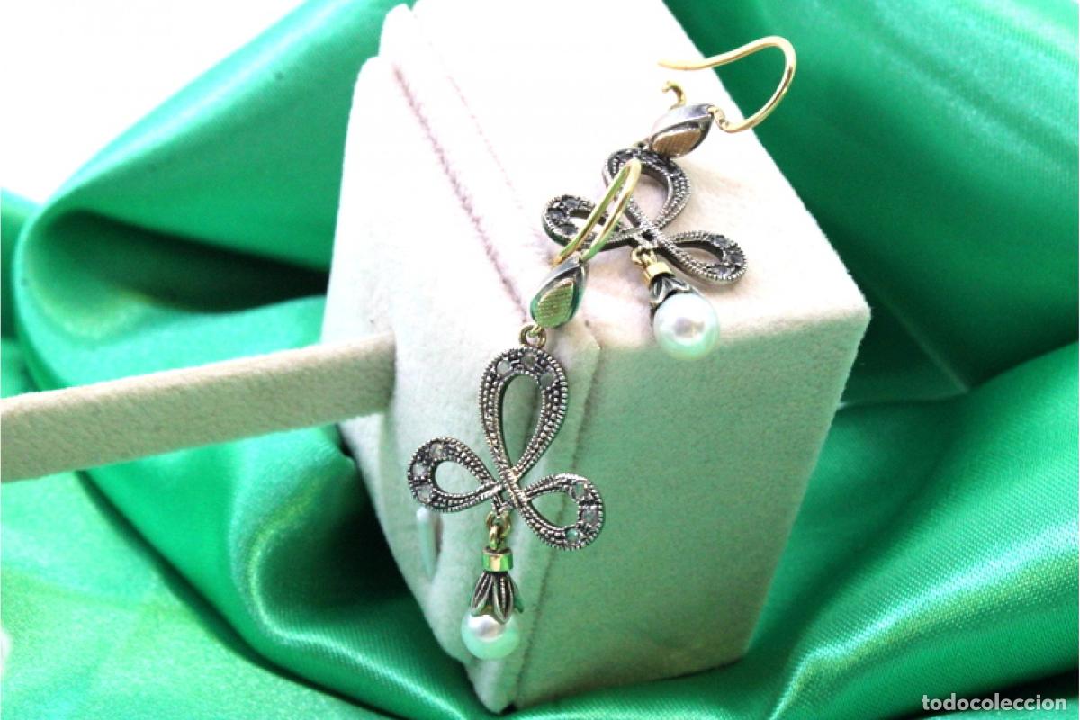 Joyeria: Pendientes en oro de 19,2K y plata con perlas. - Foto 2