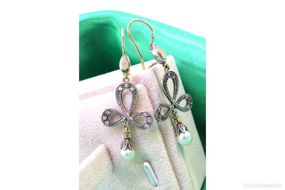 Joyeria: Pendientes en oro de 19,2K y plata con perlas. - Foto 5