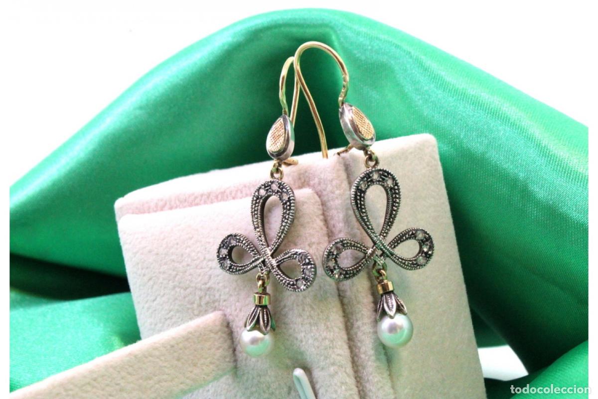 Joyeria: Pendientes en oro de 19,2K y plata con perlas. - Foto 6