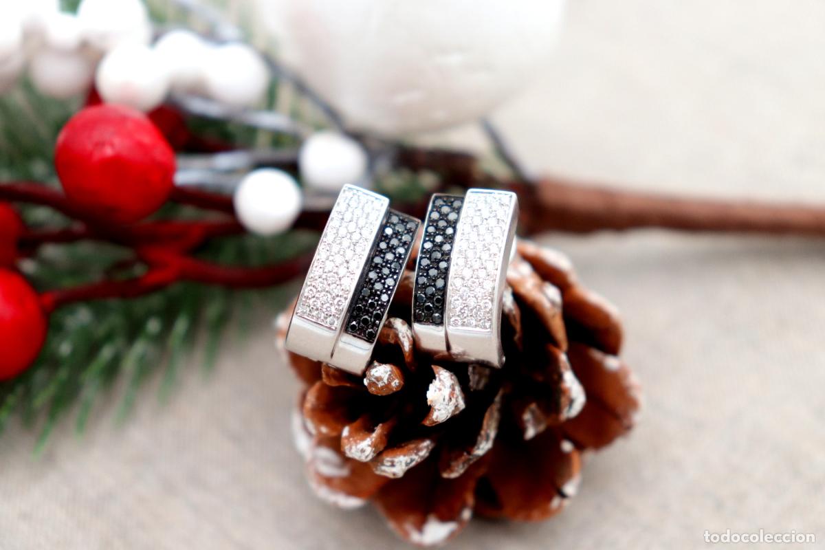 Joyeria: Pendientes en oro blanco de 19,2K con diamantes. - Foto 1