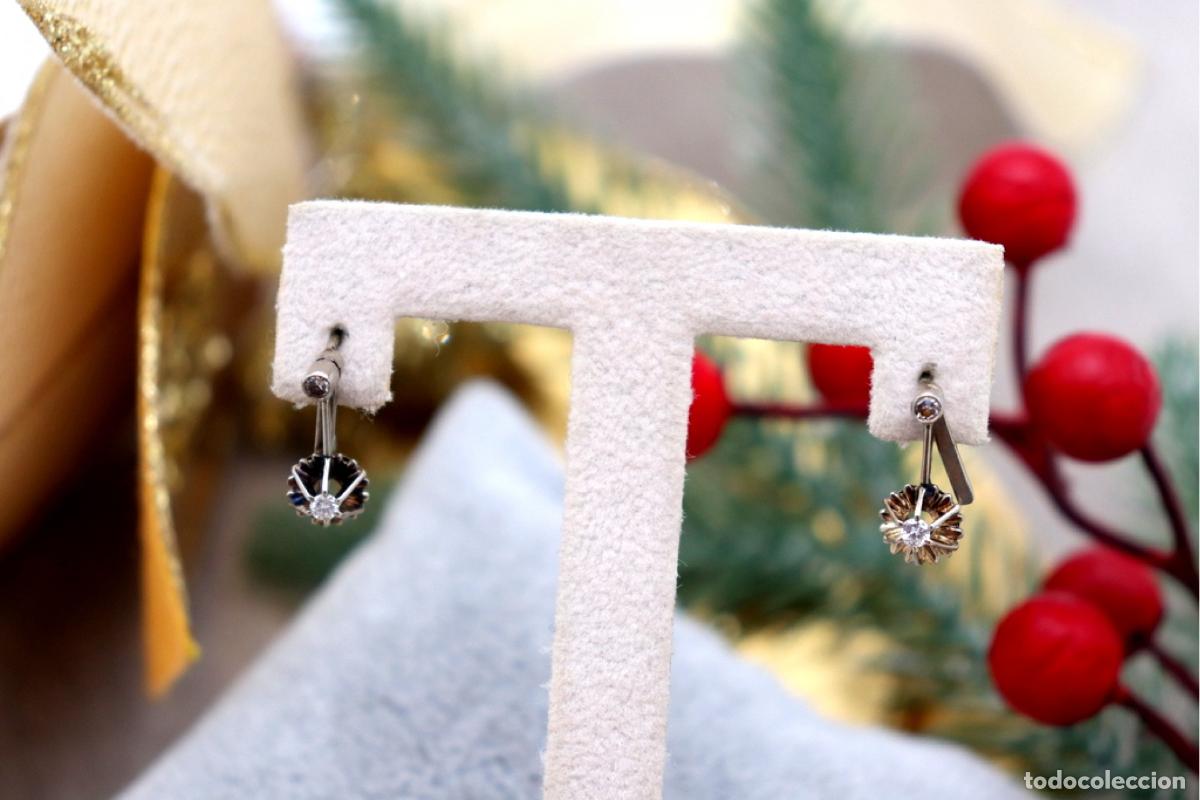 Joyeria: Pendientes en oro blanco de 19,2K con diamantes. - Foto 5