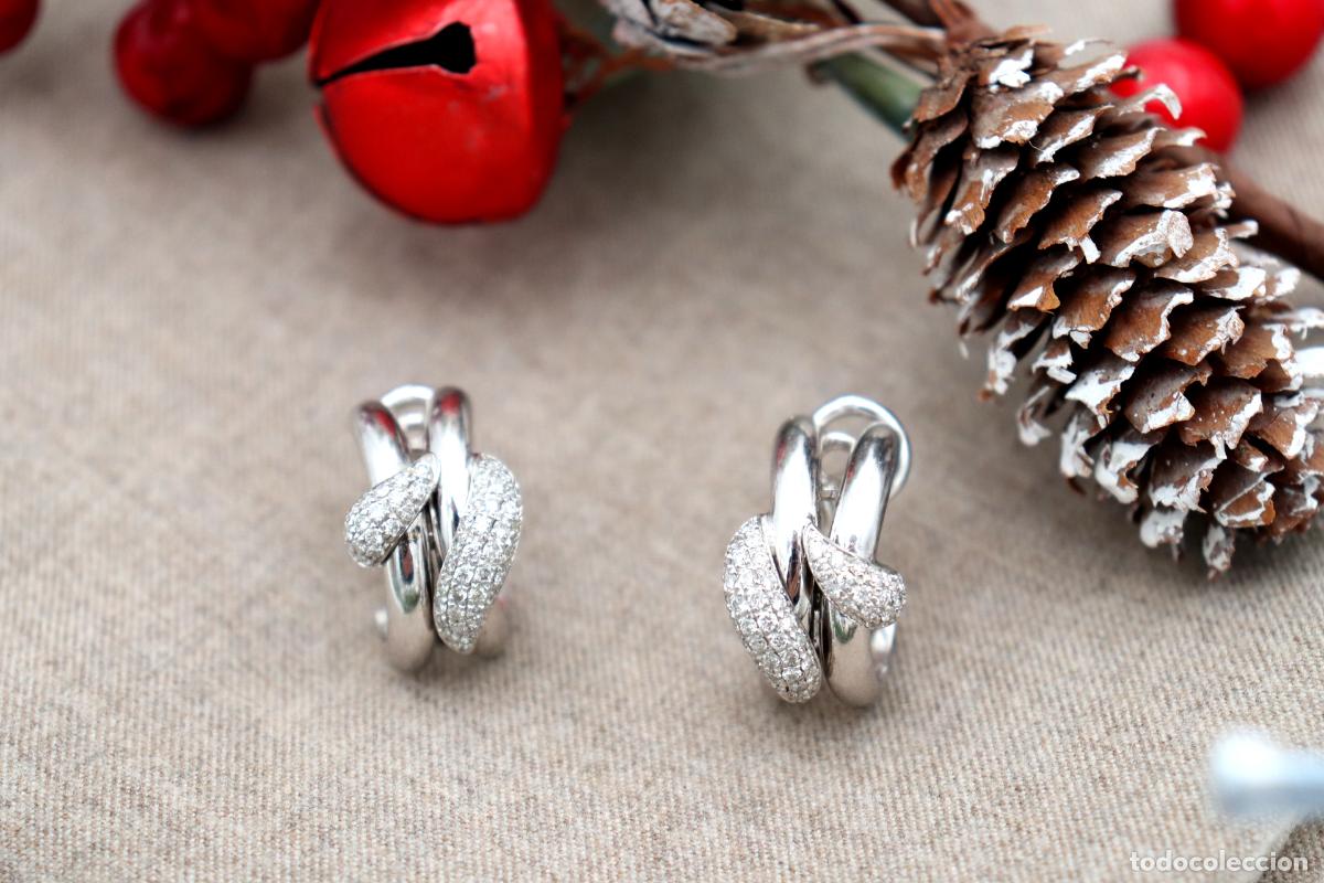 Joyeria: Pendientes en oro blanco de 19,2K con diamantes. - Foto 6