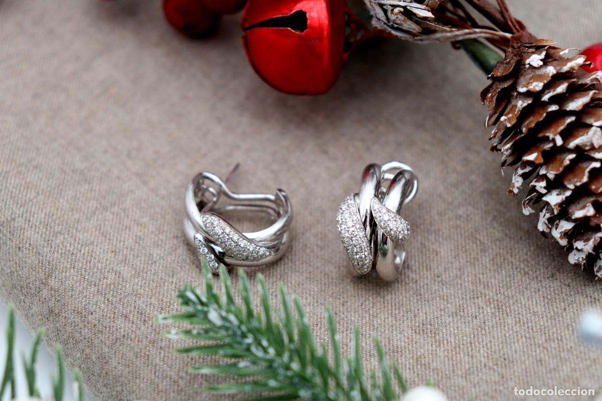 Joyeria: Pendientes en oro blanco de 19,2K con diamantes. - Foto 8