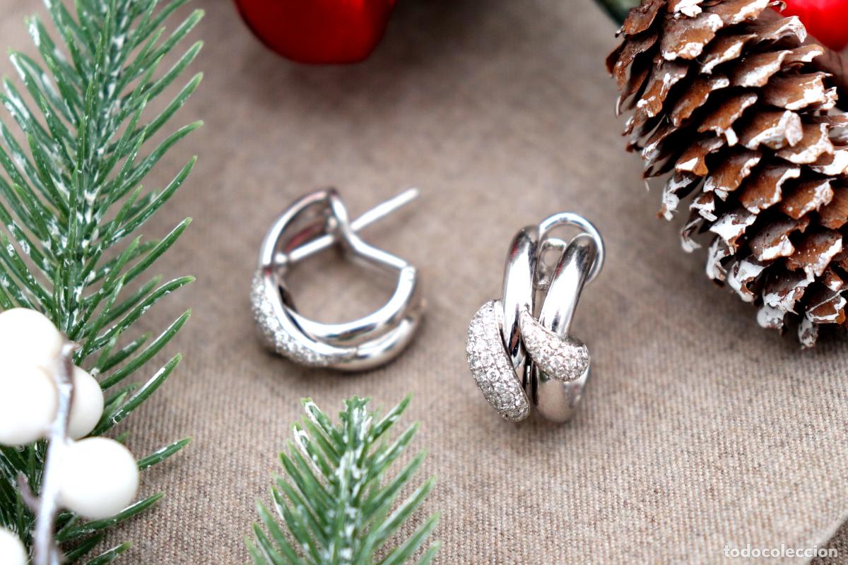 Joyeria: Pendientes en oro blanco de 19,2K con diamantes. - Foto 1