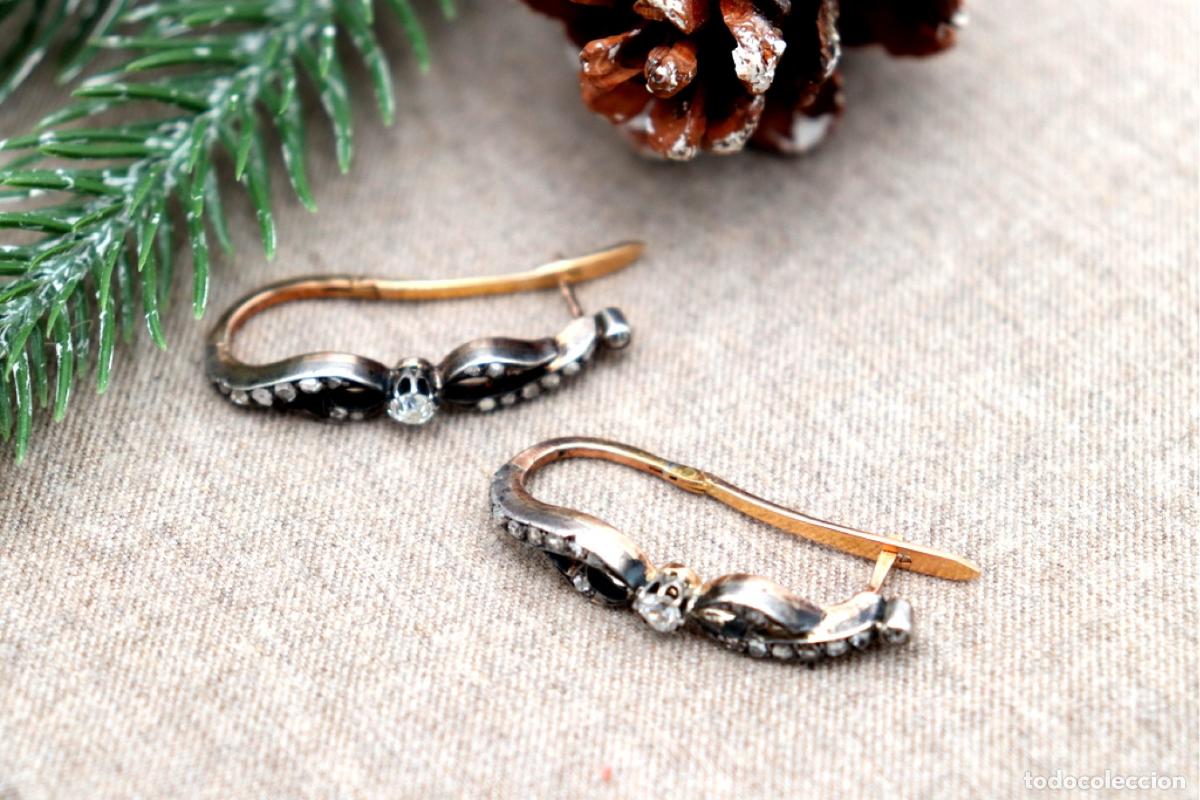 Joyeria: Pendientes de oro y plata con diamantes. - Foto 4