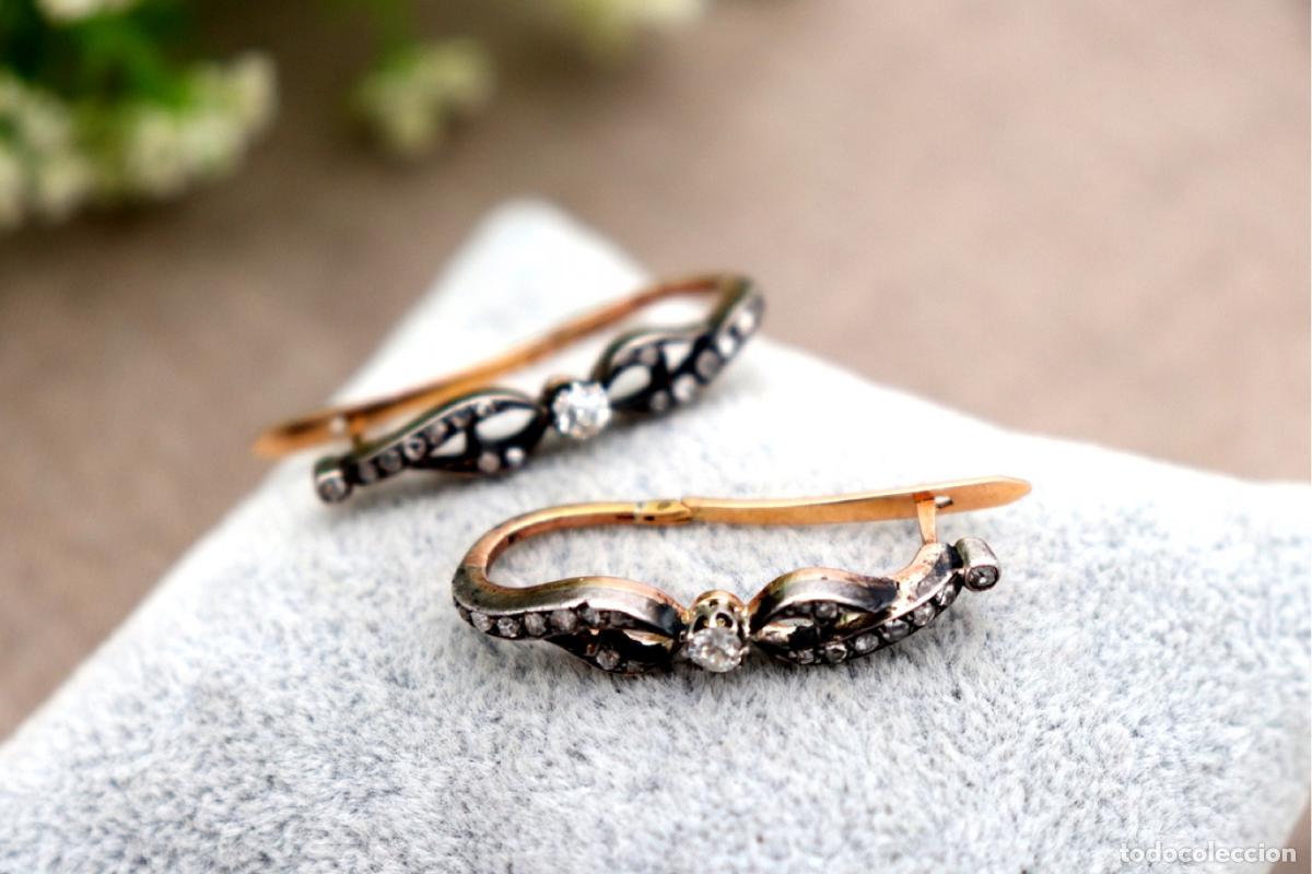 Joyeria: Pendientes de oro y plata con diamantes. - Foto 5