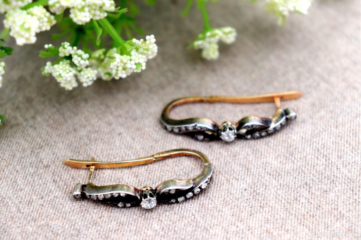 Joyeria: Pendientes de oro y plata con diamantes. - Foto 1