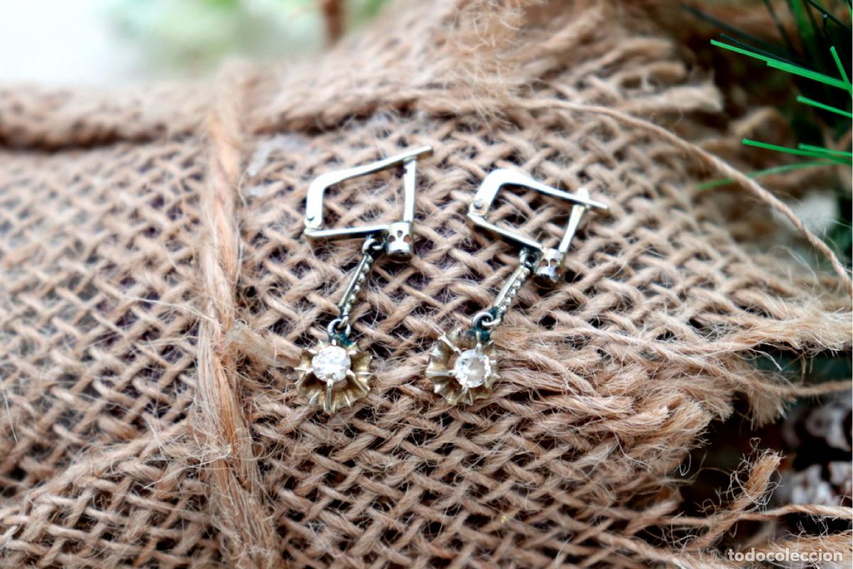 Joyeria: Pendientes en oro blanco de 19,2K con diamantes. - Foto 2