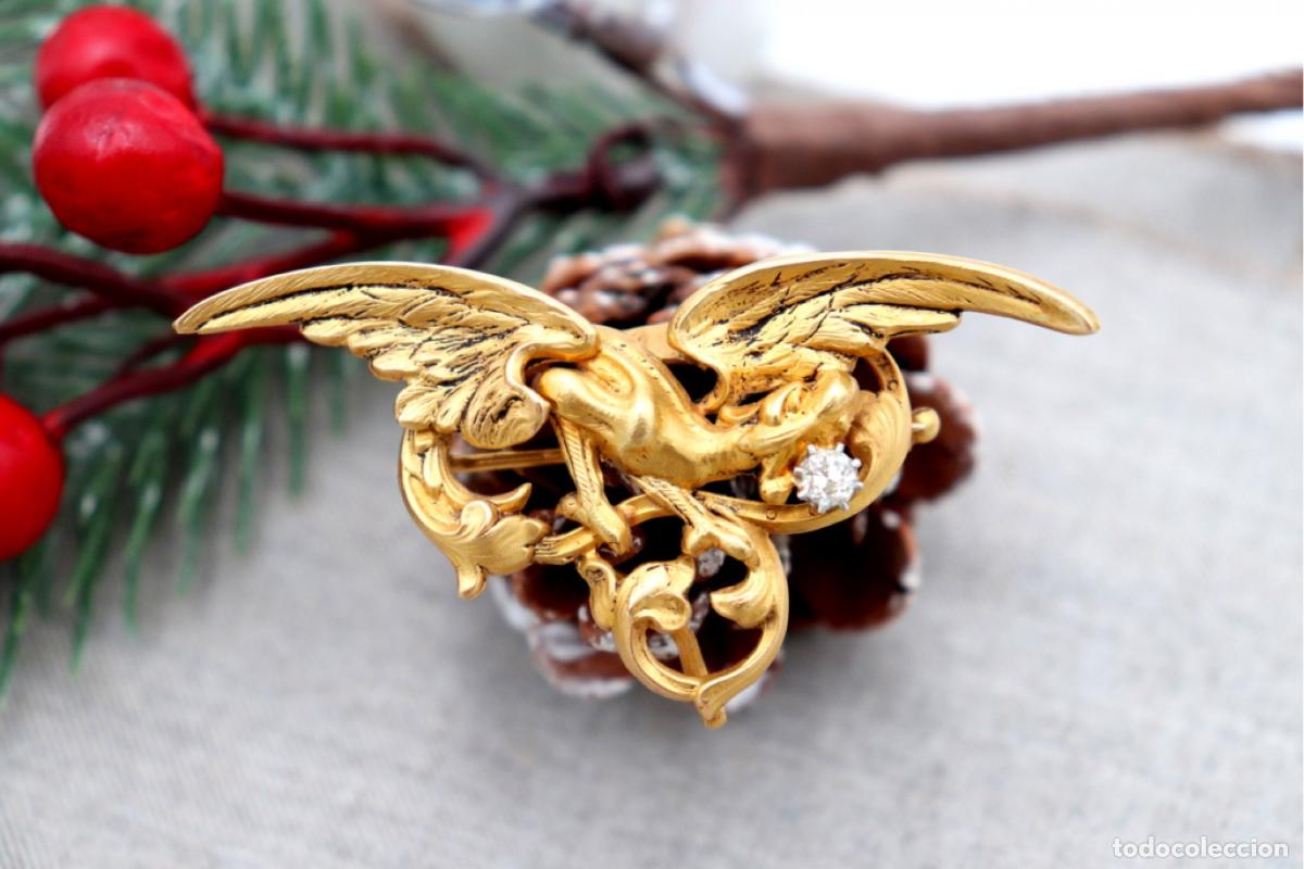 Joyeria: Broche de oro de 18 quilates con diamantes - Ave - Foto 2