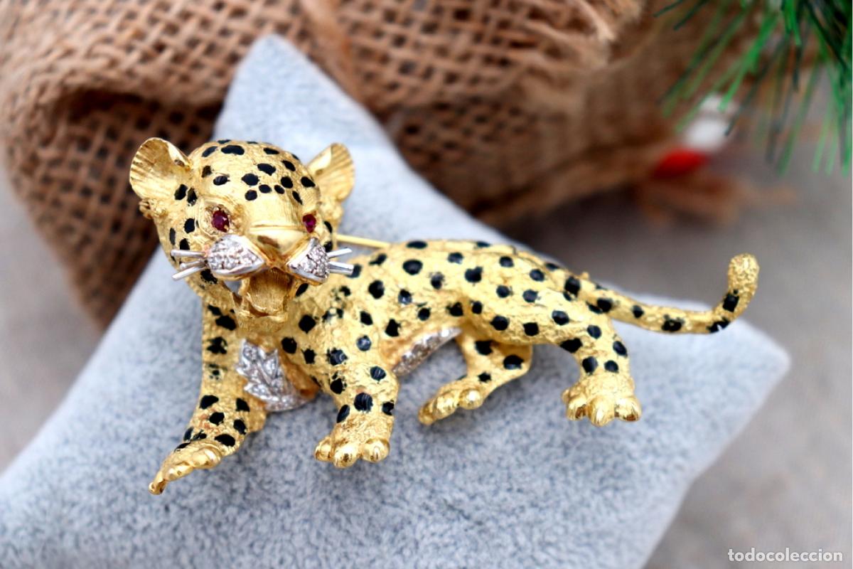 Joyeria: Broche de oro de 18 quilates con diamantes - Tigre