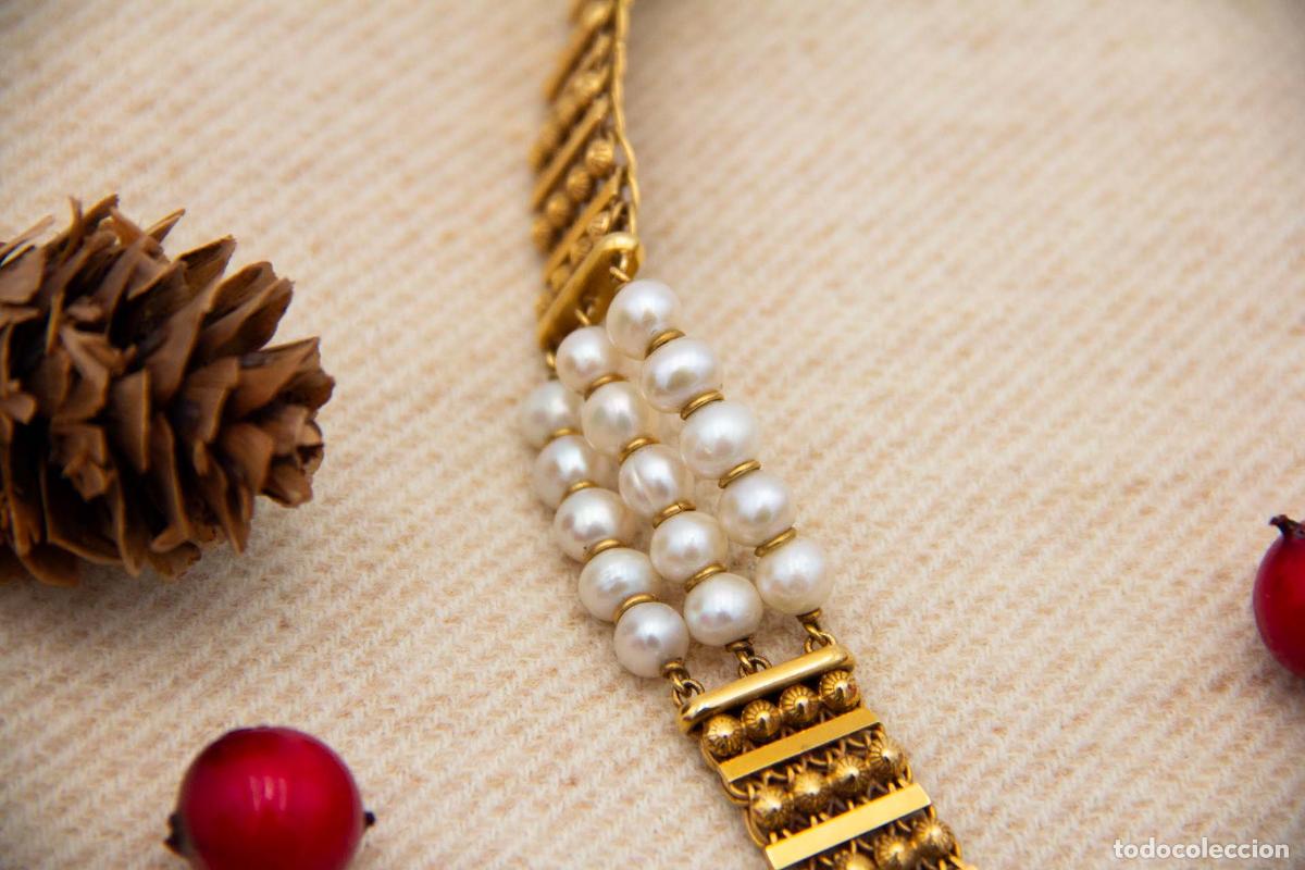 Joyeria: Collar de oro de 19,2 quilates con perlas y diamantes - Foto 5