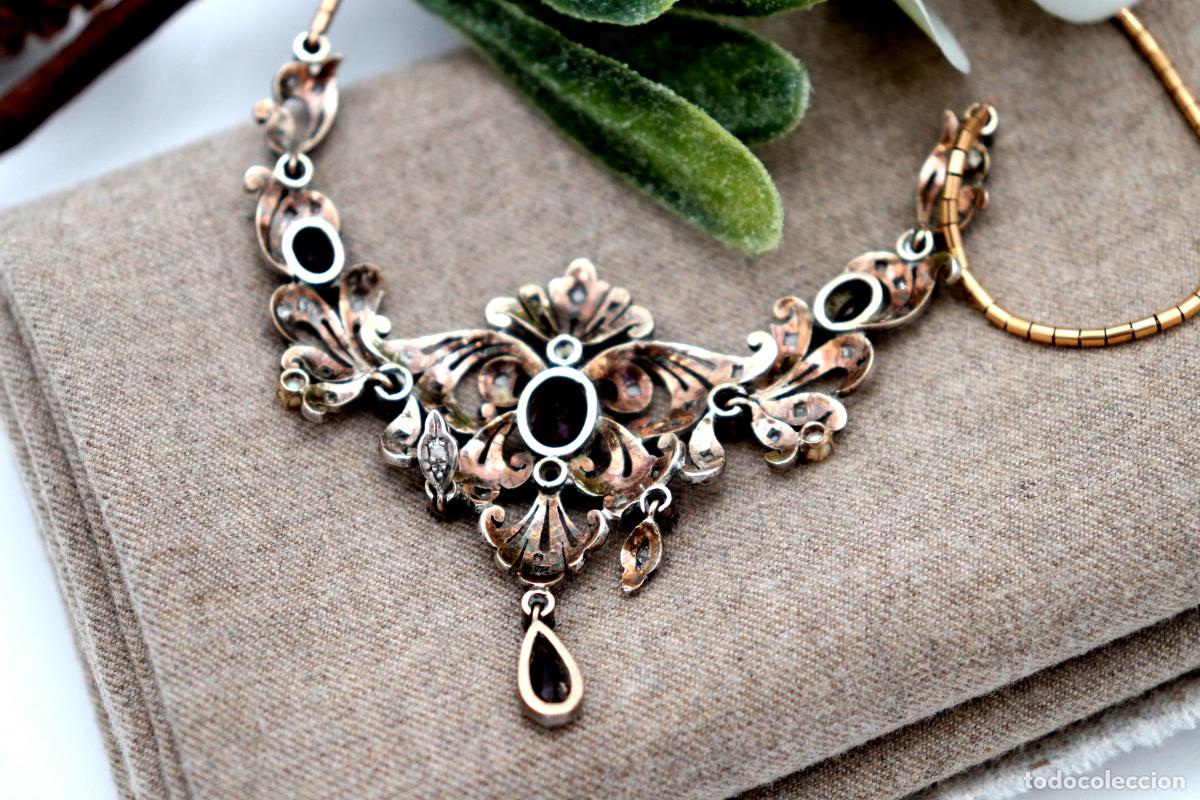Joyeria: Collar en oro y plata de 19,2K con granates y diamantes. - Foto 4