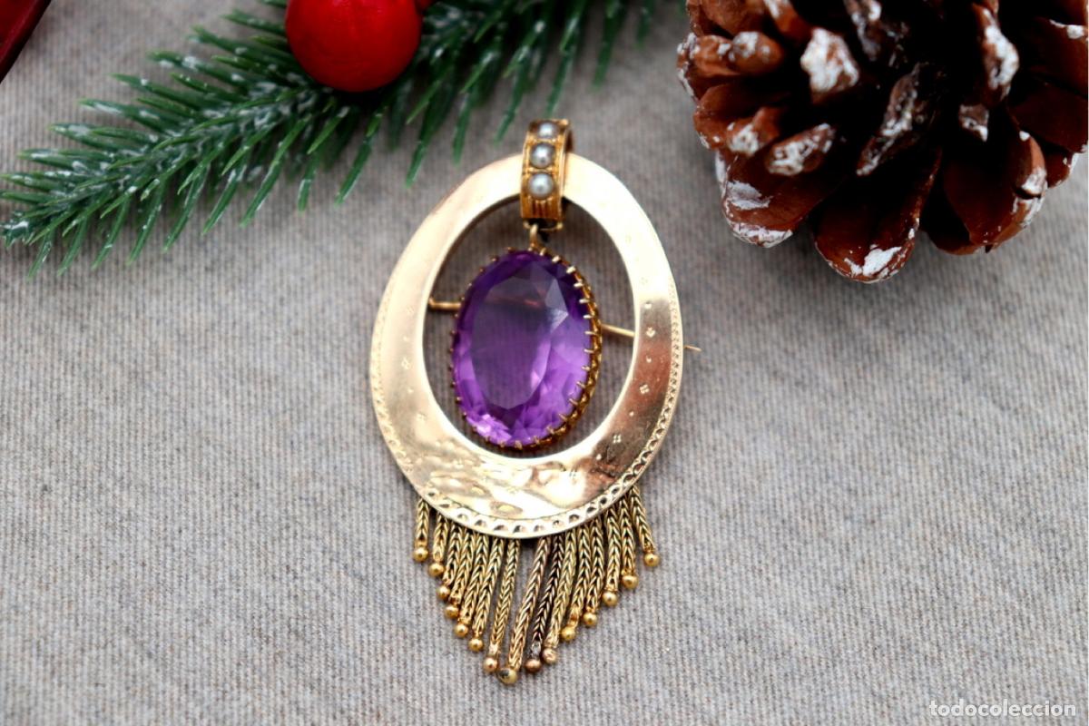 Joyeria: Broche de Oro 18K con perlas y amatista - Foto 8