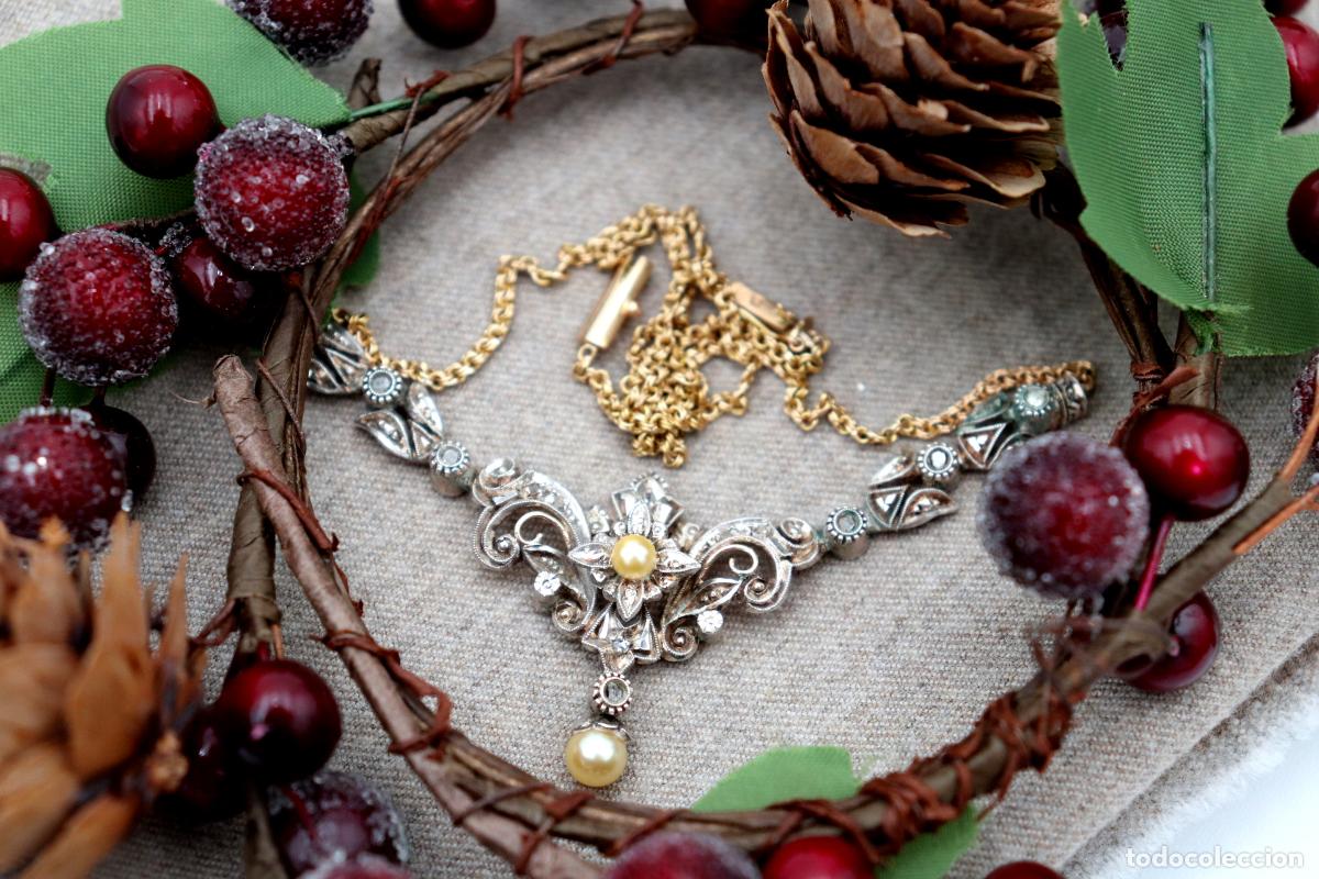 Joyeria: Collar en oro y plata de 19,2K con perlas y diamantes. - Foto 5