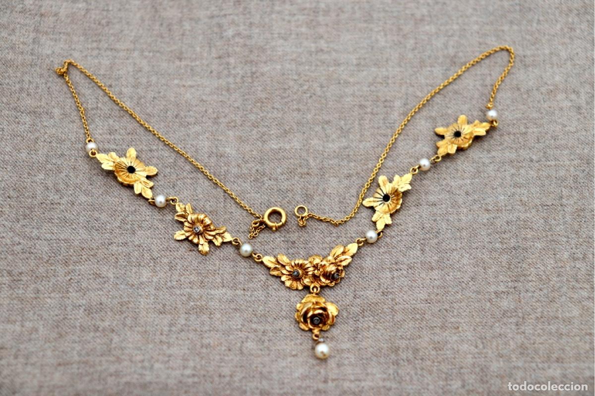 Joyeria: Collar de oro de 19,2 quilates con perlas y diamantes - Foto 3